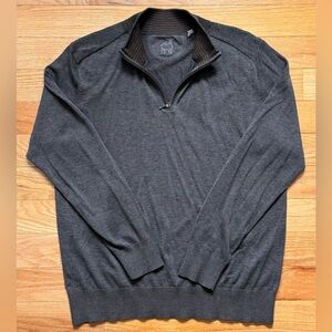 NWOT Raffi Men’s Quarter-Zip Gray Sweater, Size L, Cotton Silk Linen Blend